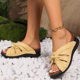 Breakj Bow Slope And Flat-Bottomed Cool Slippers 2025 New Solid-Color Fish Mouth Hollow Hole