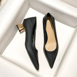 for Women 2023 Office Ladies Summer Footwear Comfortable and Elegant Pointed Toe White with Medium Heels on Offer