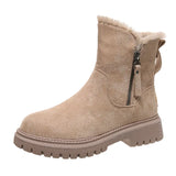 Breakj Boots Women's 2023 New Large Size Casual Round Head Short Tube Side Zipper Cotton