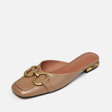 Breakj Temperament Simple Bag Head Slippers Women's 2025 Popular Fashion New Flat Heel Women's Shoes Summer Wearing Lazy Half