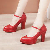 Catwalk High Heels Women's Cheongsam T Show Leather Size Waterproof Table Thick Heel Leather Pointed Single