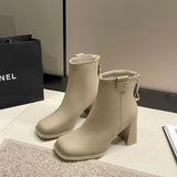Women's Shoes 2024 Autumn Winter New Thick Heel Ankle Boots Fashion Martin