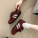 Breakj Thick-Bottomed Forrest Shoes Women 2025 Korean Version Of The New Round Head Solid Color Lace Casual Single Shoes Hot Fashion Women's