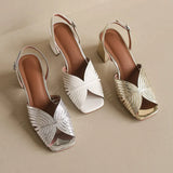 Size 34-39 Women Sandals Rome Leather High Heels Summer Shoes For Women 2023 Trend Open Toe Elegant Heeled