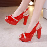 High-Heeled Sandals Summer 2023 Thick Heels Hollowed-Out Korean Version Muffin Waterproof Table Thick-Soled Fish Mouth Shoes Large Size Women's