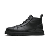 Breakj Size Martin Boots Men's Shoes Winter Plus Down High Top Boots Men's Fashion Shoes Midtop British Wind Leather Boots