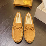 Breakj Dou Shoes Single Shoes Winter 2023 New Korean Version Of Women's Suede Flat Casual Shoes Lazy People A Foot Pedal Cotton Shoes