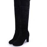 And Winter New Add Velvet Warm Retro Boots High Heel Thick Heel Platform Knee Boots Female Plus Size
