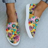 Graffiti Women Flat Shoes Shallow Thick Bottom Casual Canvas Female Footwear Spring Slip On Women's Shoes Plus Size 2022