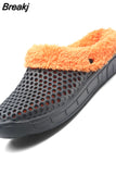Men and Women Winter Slippers Fur Slippers Warm Fuzzy Plush Garden Clogs Mules Slippers Home Indoor Couple House Floor