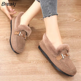 Winter Slippers Women Slides Outside Indoor Home Warm Platform Slipper Closed Back Cotton Shoes Fluffy Cashmere Lamb