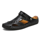 Leather Men Sandals Summer Baotou Casual Man Slippers Convenient Slip on Male Sandals Outdoor Trekking