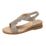 Breakj 2025 Summer New Water Drill Slope Heel Sandals Women With Roman Toe Fashion Sandals
