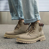 Breakj Yellow Boots British Cargo Martin Boots Men's Ankle Boots 2024 Spring And Autumn Single Boots Platform Versatile Hiking Boots