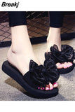 Platform Flip Flops for Woman Bohemian Style Summer Slipper with Bow Large Size Women's Summer Footwear Chaussure