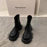 Breakj Boots Women's Thick Bottom Versatile White Plus Velvet Martin Boots Women's British Wind 2024 New Autumn And Winter Boots Women's