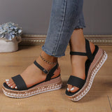 Breakj Summer New Pine Cake Dew Sandals With High Heel Lady Fashion Thick Bottom Slope Heel Women's