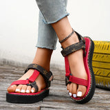 New Summer Platform Print Velcro Sandal Women's Plus-Size Belt Buckle Simple Beach