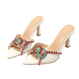 Breakj East Hot High Heel Cold Slippers Color Diamond Fashion Slippers Women High Heel Pointed