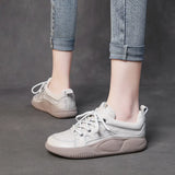 Breakj Layer Of Cowhers Casual Lace Handmade Women's Shoes Early Spring New Leather Flat-Solt Sports Wind Soft Sole Single Shoe