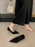 Breakj Retro Velvet Face Tip Fine Heel Mary Jane Single Shoe Woman 2025 New Commuter Kitten Heels High