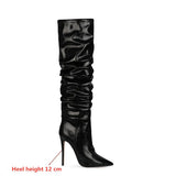 Women Shoes Boots High Heels Knee High Long Boots Pointed Toe Plus Size 34-45 Boots Autumn Winter Spring Boots for