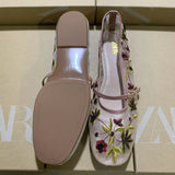 Breakj Flowers Embroidery Net Eye Ballet Flat Shoes Retro Word With Mary Jane Single Shoes National Style Net Shoes