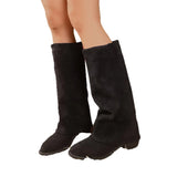 Breakj New Autumn And Winter Sharp Western Cowboy Knight High Boots Women Retro Embroidered Long Boots Trouser