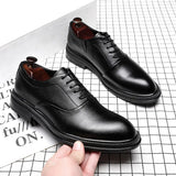 Breakj Men's Korean Version Fashion Shoes Business Dress Pointed Breathable Young British Casual Leather Shoes