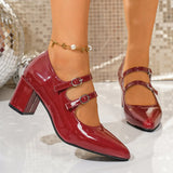 Breakj Retro Mary Jane Women's Shoes 2025 Autumn New French Heel Red Single-Shoe Women's Thick