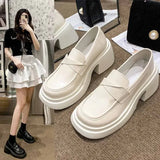 Leather Shoes Female 2024 Spring And Autumn New Fashion Round Head Thick Heel British Wind Thick Platform Loafers A Foot Pedal Single Shoe