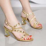 Sandals Women's Summer 2024 New Fashionable Crystal High Heels Set With Diamonds Comfortable Rough Heels For Women's