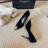 Breakj Black High Heels Women In Spring 2025 New Design Small Metal Pointed Sexy Fine Heel Single