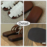 Size 33-43 Flats Slippers Women Real Leather Rome Retro Low Heels Shoes For Women Summer 2023 Fashion Home House