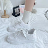 Breakj New Board Shoes Korean Version Of The Hong Kong Style Retro White Tie With Thick-Soled College Wind Sports Small White Shoes
