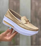 Breakj Autumn 2023 Thick Bottom Round Head Solid Color Women 40-43PU Light-Mouthed Women's Flat-Soled Single
