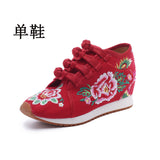 Breakj Shoes / Velvet Travel Canvas Embroidered Cloth Shoes Women's Casual Shoes High Heel Sports