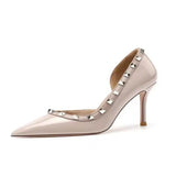 Breakj Fan Temperament Elegant Rivet High Heels 2025 New Pointed Light Mouth Fine And Bare Side Empty Single