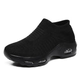 Women Sneakers 2023 Spring Flat Shoes Slip on Platform Sneakers for Women Black Breathable Mesh Sock Sneakers