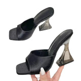 Breakj Slippers Women 2025 Summer New High-Hee Slippers Square Women Cold Slippers Large Code