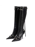 New Women's Boots Pointed Toe High-heeled Boots Paris Fashion Knee-high Boots European and American Party
