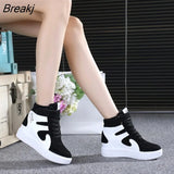 Sneakers Women 2023 New High Top Platform Casual Wedges Autumn Winter Female Black Internal Increase Vulcanize Shoes
