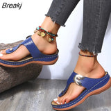 Beach Wedges Ladies Shoes For Retro Casual Women Flat Platform Sandals Mid-heel Shoe Flower Shoes Flip-flops