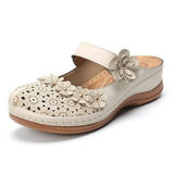 Breakj Burst Summer Cave Shoes Women Retro Comfortable Slope With Slippers Round Head Soft Leisure Flowers Women Cool