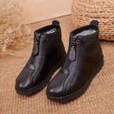 Mother Shoes 2024 Winter Flat Anti-Skid Cashmere Snow Boots Front Zipper Martin Boot