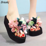 Women Bow Summer Sandals Slipper Indoor Outdoor Flip-flops Beach Shoes New Fashion Female Casual flower Slipper