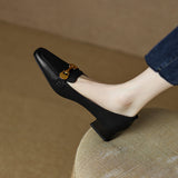 Breakj Single Shoes Small Square Heel In The Heel Autumn New Ladies Soft Leather Shoes Women's