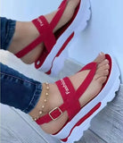 Breakj Summer Large-Size Slope Heel Buckle With Sandals Women In Southeast Asia Wearing Rome Comfortable And
