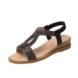 Breakj 2025 Summer New Water Drill Slope Heel Sandals Women With Roman Toe Fashion Sandals