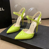 High-Heeled Sandals Summer New Stilettos Pointed Fashion Sexy Large-Size Buttoned Women's High